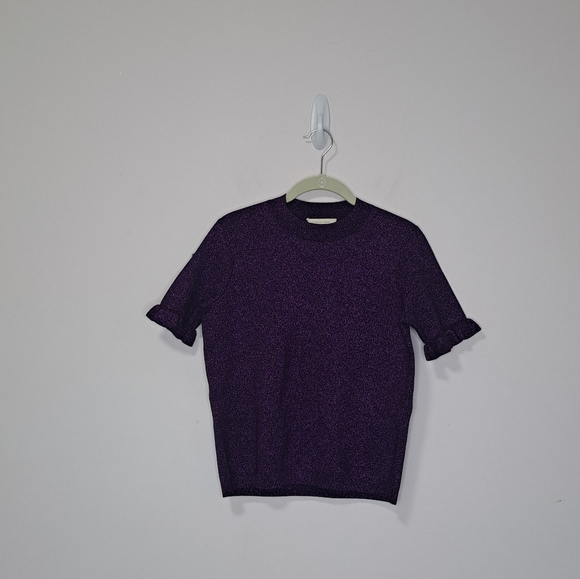 Sezane Chryssa Sweater Purple Metallic Small NWT - Picture 2 of 5